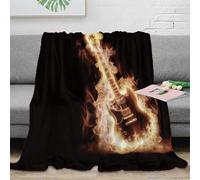OTBSDNKZZ Estampado 3D Electric Guitar Manta de Cama Microfibra Ropa de Cama no desprende Pelusa Rock Flame Design Plaid de Cama cálido y Esponjoso Anti-Bolitas para habitación 80×90inch(200x230cm)