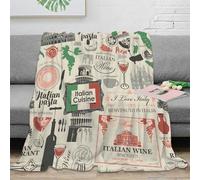 OTBSDNKZZ Estampado 3D Food Design Manta para Todas Las Estaciones Microfibra Ropa de Cama Suave Vintage Italian Manta versátil Anti-Bolitas para jóvenes en Cada estación 50x60inch(127x152cm)