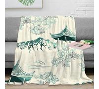 OTBSDNKZZ Estampado 3D Garden Scene Manta Microfibra Ropa de Cama Suave y cálida Traditional Chinese Plaid Elegante Anti-Bolitas para Regalos de cumpleaños 60x80inch(150x200cm)