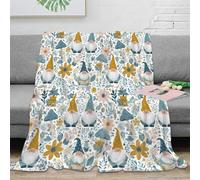 OTBSDNKZZ Estampado 3D GNOME Pattern Manta de salón Microfibra Ropa de Cama Lavable en Lavadora Floral Whimsical Design Manta de salón Suave para Regalos para casa Nueva 40x50inch(100x130cm)