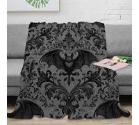 OTBSDNKZZ Estampado 3D Gothic Bat Design Manta de Oficina Microfibra Ropa de Cama Transpirable Dark Ornamental Pat Plaid de Oficina Anti-Bolitas para jóvenes en Oficina Moderna 50x60inch(127x152cm)