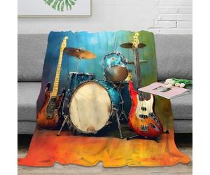 OTBSDNKZZ Estampado 3D Guitar Set Manta para Todas Las Estaciones Microfibra Ropa de Cama versátil Rock Music frazada Suave para Estudiantes Fuera de casa 40x50inch(100x130cm)