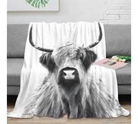 OTBSDNKZZ Estampado 3D Highland Cow frazada Microfibra Ropa de Cama Transpirable Negro and Blanco arteistic Manta de sofá Suave y cálida Lavable para sofá 50x60inch(127x152cm)