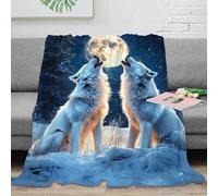 OTBSDNKZZ Estampado 3D Howling Wolves frazada Microfibra Ropa de Cama cálida Winter Night Manta para Aire Acondicionado Ligera para oficinas Juveniles 40x50inch(100x130cm)