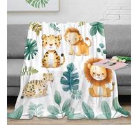 OTBSDNKZZ Estampado 3D Jungle Animals Manta de Cama Microfibra Ropa de Cama Anti-Bolitas Watercolor Baby Decor Manta de Cama cálida para Regalos para Solteros y Parejas 50x60inch(127x152cm)