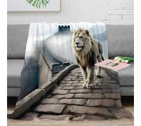 OTBSDNKZZ Estampado 3D Lion Walking frazada Microfibra Ropa de Cama térmica Mystical Mountain Scene Plaid de frazada Suave y cálido no desprende Pelusa para Uso doméstico 60x80inch(150x200cm)