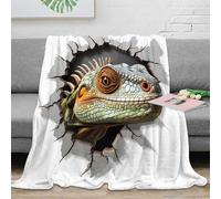 OTBSDNKZZ Estampado 3D Lizard Head Manta de Viaje Microfibra Ropa de Cama Anti-Bolitas 3D Wall Breaking Manta de Viaje compacta para jóvenes en Vacaciones 60x80inch(150x200cm)