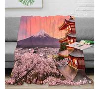 OTBSDNKZZ Estampado 3D Mount Fuji View Manta para Todas Las Estaciones Microfibra Ropa de Cama Lavable Japanese Temple Manta versátil Suave para jóvenes en Cada época del año 80×90inch(200x230cm)