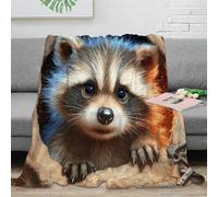 OTBSDNKZZ Estampado 3D Raccoon asomandose Plaid de salón Microfibra Ropa de Cama Esponjoso y cálido Digital Wildlife Manta de habitación Transpirable Lavable para habitación 70×80inch(180x200cm)
