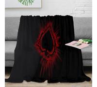 OTBSDNKZZ Estampado 3D Red Spade Symbol Manta de Cama Microfibra Ropa de Cama Transpirable Gothic Dark Arte Plaid de Cama Anti-Bolitas para Regalos para la habitación 60x80inch(150x200cm)