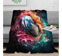 OTBSDNKZZ Estampado 3D RugbyBallFlame frazada Microfibra Ropa de Cama Suave y cálida DynamicSportsArteStyle Plaid de frazada no desprende Pelusa para jóvenes Amantes del Confort 80×90inch(200x230cm)