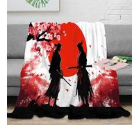 OTBSDNKZZ Estampado 3D Samurai Duel Manta para Aire Acondicionado Microfibra Ropa de Cama esponjosa Japanese Arte Manta de sofá no desprende Pelusa para alquileres Juveniles 50x60inch(127x152cm)