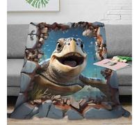 OTBSDNKZZ Estampado 3D Sea Turtle Breaking Wall Manta de salón Microfibra Ropa de Cama Anti-Bolitas Dibujo Anima Plaid de salón cálido para jóvenes en salón 70×80inch(180x200cm)