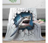 OTBSDNKZZ Estampado 3D Shark Breaking Wall Manta de Viaje Microfibra Ropa de Cama compacta 3D Illusion Arte Manta de Viaje Suave para jóvenes en Vacaciones 80×90inch(200x230cm)
