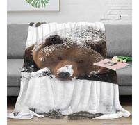 OTBSDNKZZ Estampado 3D Snow-Covered Bear Manta de Viaje Microfibra Ropa de Cama Elegante Wild Animal Retrato Plaid de Viaje Compacto para Regalos de Viaje 40x50inch(100x130cm)