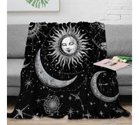 OTBSDNKZZ Estampado 3D Sun Moon Stars frazada Microfibra Ropa de Cama térmica Vintage Celestial Arte Plaid de frazada Suave y cálido no desprende Pelusa para Uso doméstico 50x60inch(127x152cm)