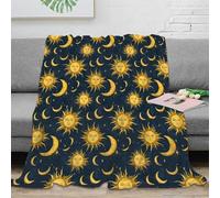 OTBSDNKZZ Estampado 3D Sun Moon Stars Manta de sofá Microfibra Ropa de Cama Lavable Vintage Astrology Pattern Manta de salón Anti-Bolitas para Regalos para el salón 80×90inch(200x230cm)