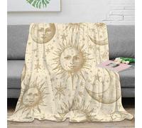 OTBSDNKZZ Estampado 3D Sun Moon Stars Manta térmica Microfibra Ropa de Cama Lavable Vintage Astrology Pattern Plaid térmico Anti-Bolitas para jóvenes en Invierno riguroso 70×80inch(180x200cm)