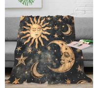 OTBSDNKZZ Estampado 3D SunMoonStars Manta de Oficina Microfibra Ropa de Cama Transpirable VintageAstrologyArte Plaid de Oficina Anti-Bolitas para Regalos para colegas 60x80inch(150x200cm)