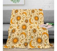 OTBSDNKZZ Estampado 3D SunMoonStars Manta de Viaje Microfibra Ropa de Cama compacta VintagePatternStyle Manta de Viaje Suave para jóvenes en Vacaciones 80×90inch(200x230cm)