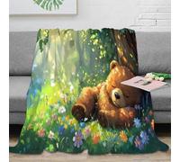 OTBSDNKZZ Estampado 3D Teddy Bear Manta Microfibra Ropa de Cama Elegante y Suave Forest Bedtime Plaid Premium Anti-Bolitas para Regalos de Alta Gama 50x60inch(127x152cm)
