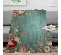 OTBSDNKZZ Estampado 3D Vintage Flowers Manta de Cama Microfibra Ropa de Cama esponjosa Romantic Floral Design Manta de sofá Lavable para Regalo de inauguración de casa 40x50inch(100x130cm)