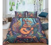 OTBSDNKZZ Forest Whimsical Funda de Edredón Microfibra 3 Piezas Impresión 3D Cierre de Bosque Whimsical Funda Edredon Fundas de Almohada Antialérgica Antibacteriana for niños Single（140x200cm）