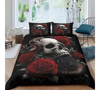 OTBSDNKZZ Gothic Floral Design Funda de Edredón Microfibra 3 Piezas Impresión 3D Cierre de Gothic Floral diseño Funda Edredon Fundas de Almohada Antibacteriana Lavables for Familia King（220x240cm）
