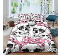 OTBSDNKZZ Gothic Punk Style Funda de Edredón Microfibra 3 Piezas Impresión 3D Cierre de Gothic Punk Estilo Funda Edredon Fundas de Almohada Lavables Transpirable for Familia Super King（260x220cm）