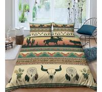 OTBSDNKZZ Native American Funda de Edredón Microfibra 3 Piezas Impresión 3D Cierre de Native American Funda Edredon Fundas de Almohada Antibacteriana Lavables for Familia Super King（260x220cm）