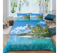 OTBSDNKZZ Paradise Island Scene Funda de Edredón Microfibra Suave 3 Piezas Estampado 3D Paradise Island Scene Funda Edredon con Funda de Almohada a Juego Transpirable for niños Single（135x200cm）