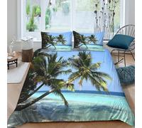 OTBSDNKZZ Paradise Island Scene Funda Edredon 3 Piezas Compuesto Impresión 3D Cierre de Paradise Island Scene Funda de Edredón Funda de Almohada a Juego Lavables Transpirable for niña King（220x240cm）