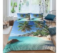 OTBSDNKZZ Paradise Island Style Funda de Edredón Microfibra Suave 3 Piezas Estampado 3D Paradise Island Estilo Funda Edredon con Funda de Almohada a Juego Transpirable for niños Super King（260x220cm）