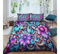 OTBSDNKZZ PsychedelicArtStyle Funda de Edredón Microfibra 3 Piezas Impresión 3D Cierre de PsychedelicArtStyle Funda Edredon Fundas de Almohada Antialérgica Antibacteriana for niños Single（135x200cm）