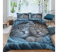 OTBSDNKZZ Soft Sleeping Cats Funda de Edredón Microfibra 3 Piezas Impresión 3D Cierre de Soft Sleeping Cats Funda Edredon Fundas de Almohada Antialérgica Antibacteriana for Familia Double（200x200cm）