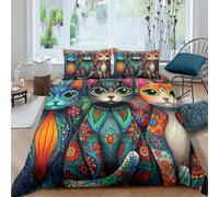 OTBSDNKZZ Vibrant Folk Style Funda Edredon Microfibra 3 Piezas Compuesto Impresión 3D Cierre de Vibrant Folk Estilo Funda de Edredón Fundas de Almohada Antibacteriana for niña Super King（260x220cm）