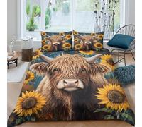 OTBSDNKZZ Vibrant Sunflower Funda de Edredón Microfibra 3 Piezas Impresión 3D Cierre de Vibrant Sunflower Funda Edredon Fundas de Almohada Transpirable Suave for jóvenes Super King（260x220cm）