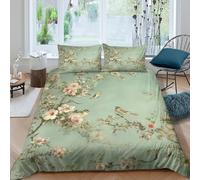 OTBSDNKZZ Vintage Floral Funda de Edredón de poliéster Juego de 3 Piezas Diseño 3D con Cremallera Vintage Floral Arte Estilo Funda Edredon Incluye Fundas de Almohada Lavables Transpirable for Familia