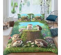 OTBSDNKZZ Whimsical Forest Scene Funda Edredon 3 Piezas Compuesto Impresión 3D Cierre de Whimsical Bosque Escena Funda de Edredón Funda de Almohada a Juego Transpirable for Adultos Double（200x200cm）