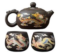 Otbushit 1 Juego de té de Kung Fu Que Cambia de Color Dragon Phoenix Incluye Tetera de Arcilla púrpura y 2 Tazas de té y Tazas Chinas
