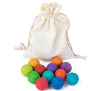 Otbushit 12 Bolas de Madera educativas de Bolas de Madera para niños pequeños Montessori Juguetes para niños de 3 años + Juegos preescolares para Aprender a clasificar Colores y Contar