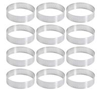 Otbushit 12 moldes para Tarta Perforados de 3, 15 Pulgadas, 430 Anillos para Hornear de Acero Inoxidable, Anillos Redondos para Tartas para Mousse, Tartas de Frutas, de limón