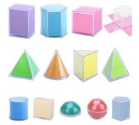 Otbushit 12 unids/Set Formas 3D para la enseñanza, Formas geométricas de plástico extraíbles, Bloques de Patrones educativos Multicolores para niños