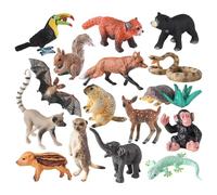 Otbushit 16 Figuras de Animales del Bosque, Figuras de Animales pequeñas realistas, Miniatura de plástico Educativo para niños, Adornos para Tartas de Juguete
