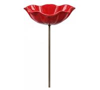Otbushit Baño para colibríes, Cuenco para baño de pájaros de pie, estaca para jardín de Flores Rojas, baños para colibríes y Abejas para jardín Trasero