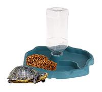 Otbushit Cuenco de Agua para Tortuga 2 en 1, dispensador automático de Cuencos de Comida Desmontable para Reptiles, Accesorios para Tortugas, Color Azul