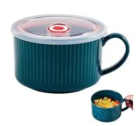 Otbushit Cuencos de Sopa con Asas y Tapa, Taza de Sopa portátil para microondas, Cuenco de cerámica para Cereales de Fideos instantáneos, Ensalada
