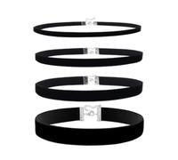 Otbushit Gargantilla de terciopelo negro ajustable para mujer, juego de collar de encaje en punk gótico con 4 estilos, las mejores gargantillas negras para uso diario y fiestas