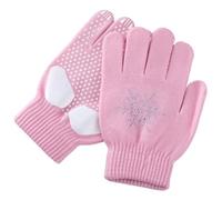 Otbushit Guantes de Patinaje artístico de Punto Grueso Antideslizantes para niños, con Copos de Nieve de Diamantes de imitación, Accesorios cálidos de Patinaje sobre Hielo de Invierno para Ciclismo