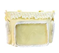Otbushit Ita Bag Kawaii Lace Ruffle Nylon Japonés Pin Bag con Pantalla Transparente Lateral y Frontal Correas Ajustables Y2k Lindo Bolso Mensajero para Niñas Amarillo